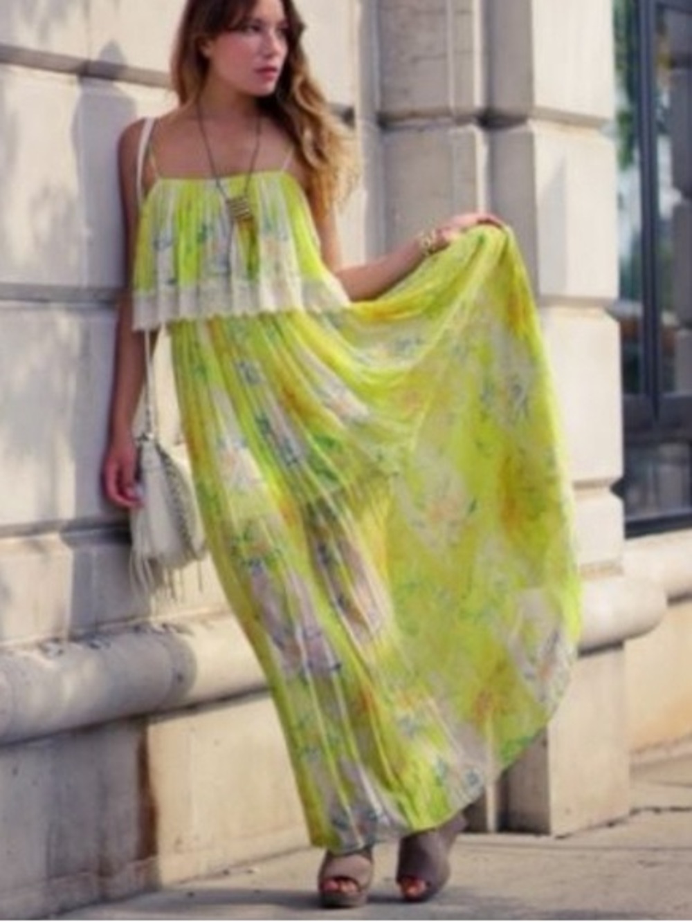 Kimchi Blue Pleated Floral Maxi Dress
